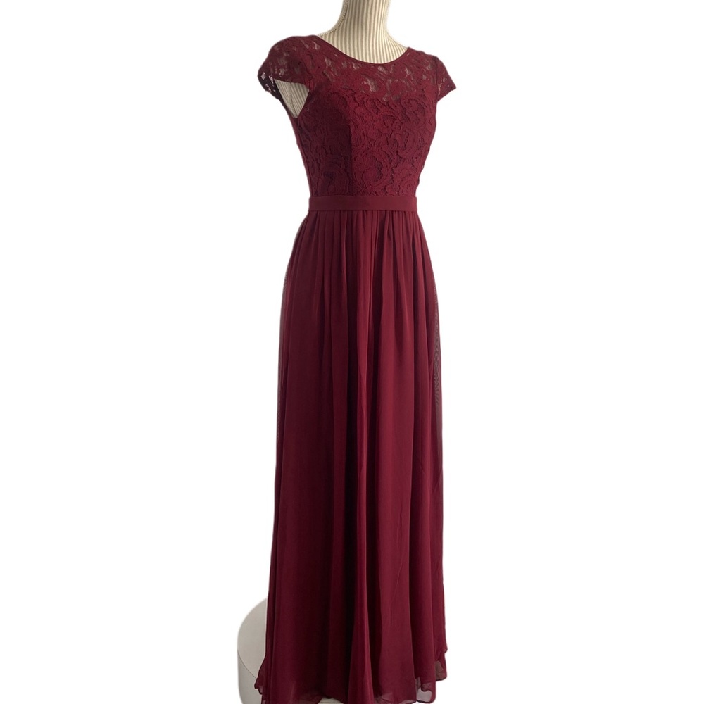 Burgundy Flutter Sleeve Maxi Gown for Weddings